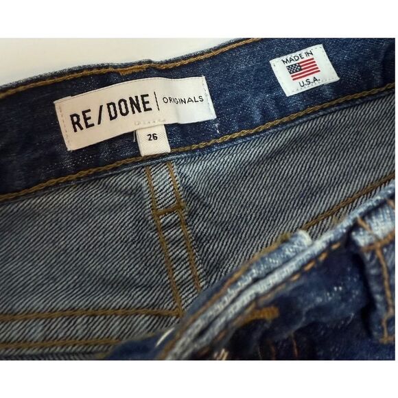 Re/Done Originals Denim High Rise Mini Skirt in Dark Wash Sz. 26 - Picture 4 of 5